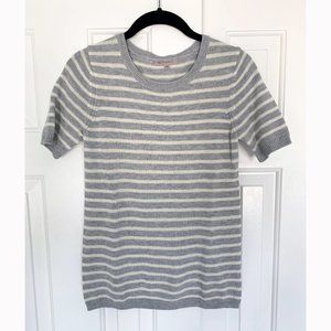 Gap | Grey/cream stripe short sleeve sweater XS